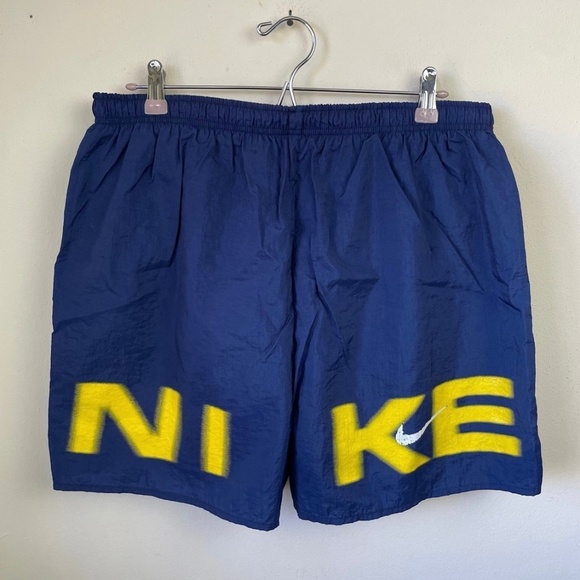 Vintage Nike Big Spellout Swoosh Casual Swim Trunk Shorts RARE - Picture 1 of 8